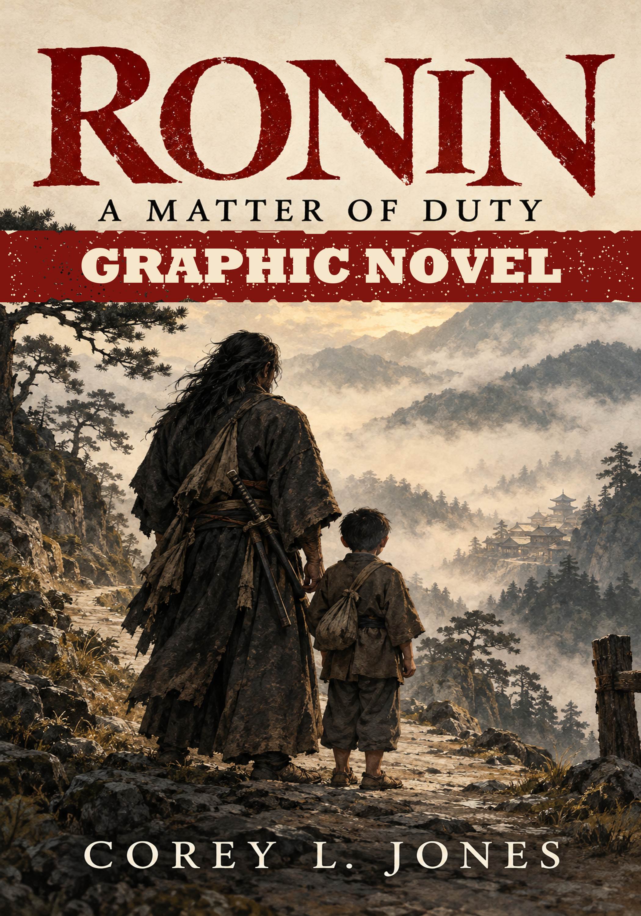 Ronin cover with a red Graphic Novel banner